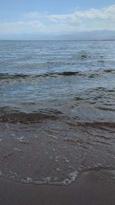 The waves are beating against the shore Video stock 295488823