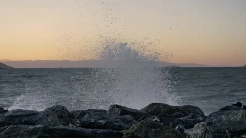 Waves are crushing on the rocks Stock Footage 166306148