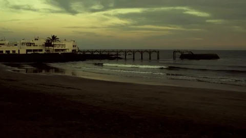 Waves in Arrieta at Dusk Stock Footage 101913007