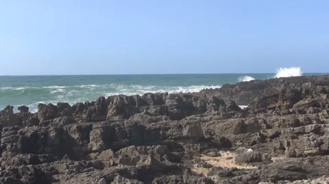 The waves of the Atlantic daylight volcanic beach Stock-Footage 61396688