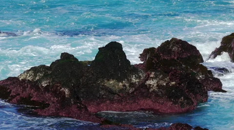 Waves Atlantic Ocean Breaking onto Rocks Stock Footage 46067135