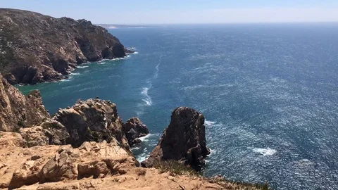 Waves of the Atlantic Ocean in Cabo da Roca, Portugal. Stock Footage 118087246
