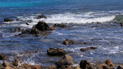 Waves on the Atlantic Ocean, Lanzarote coast Stock Footage 311513801