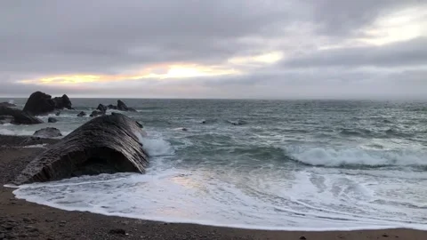 Waves of Atlantic Ocean on a sunset Stock Footage 167651966