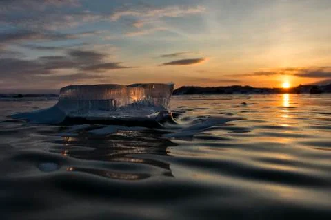 The waves of the Baikal ice Stock Photos