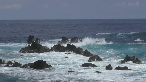 Waves battering Hawaii Stock Footage 90221156