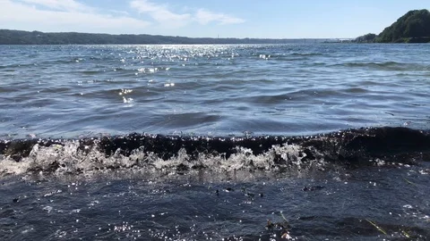 Waves at the Beach 4K Sunshine Summer Sun Water Ocean Stock Footage 115551993