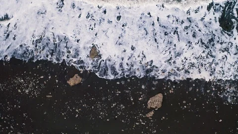 Waves on the Beach from Above Stock Footage 100517365