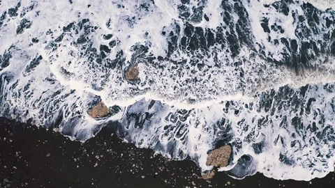 Waves on the Beach from Above Stock Footage 100517536