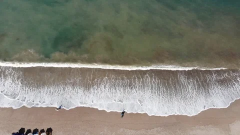 Waves Beach Aerial Video Vídeo Stock 90595219