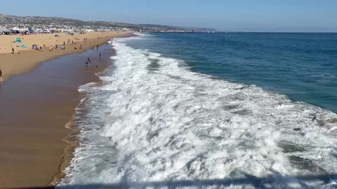 Waves on the beach Balboa Pier Video stock 221280050