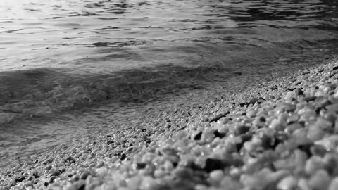 Waves on the beach black and white Video stock 247503058