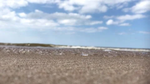 Waves on the beach close up of salps Vídeo Stock 196470597