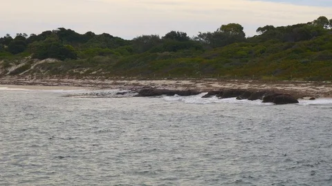Waves on a beach on a cloudy / windy day Stock Footage 91648928
