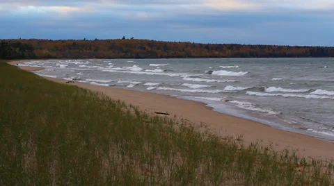 Waves on the beach during autumn Stock Footage 37216697