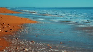 Waves on the beach Stock Footage 86082387