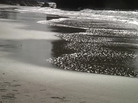 Waves on beach Stock Footage 93338853