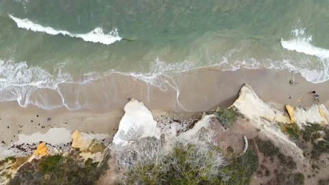 Waves to Beach Front California Waves Crashing Mid Afternoon Stock Footage 155556902