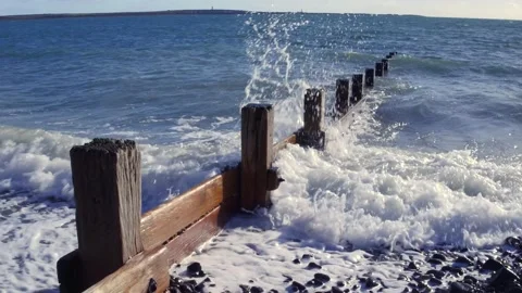 Waves on a beach groin. Stock Footage 141112240