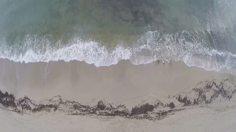 Waves on the Beach Horizontal View  - Aerial Flight, Mallorca Stock Footage 38677059
