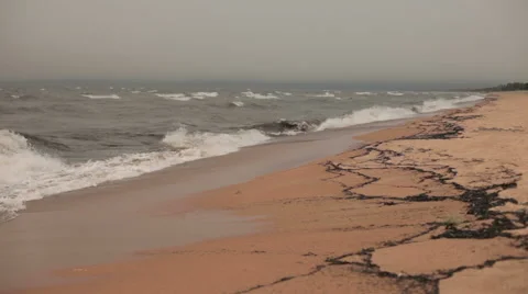 Waves on the beach of Lake Baikal Stock Footage 54068232