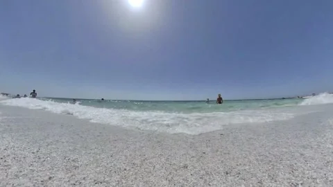 Waves On Beach. People Enjoing A Bath Stock Footage 157017907