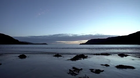 WAVES ON BEACH SCOTLAND 4K Stock Footage 90634547