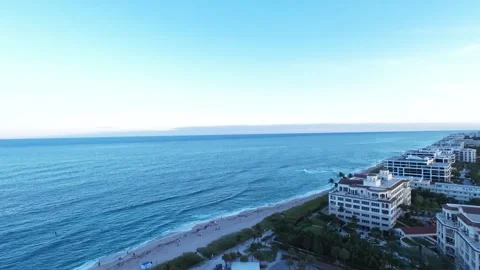 Waves On Beach Shore Cinematic Drone Shot Stock Footage 292060674