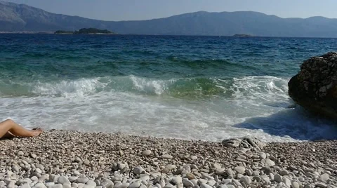 Waves on the Beach -Slow Motion Stock Footage 54911248