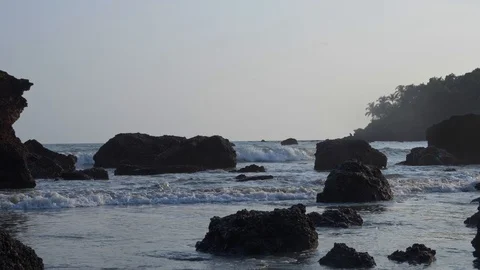 Waves on a beach -Slow motion Stock Footage 105447890