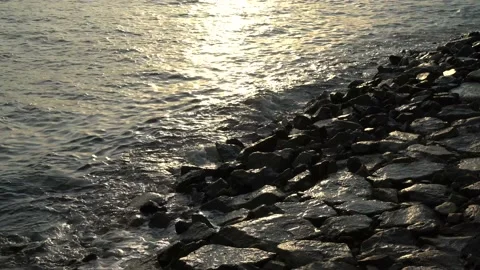 Waves on the beach stone and rock Vidéo 204117637