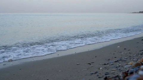 Waves on the beach, sunrise Stock Footage 75415980