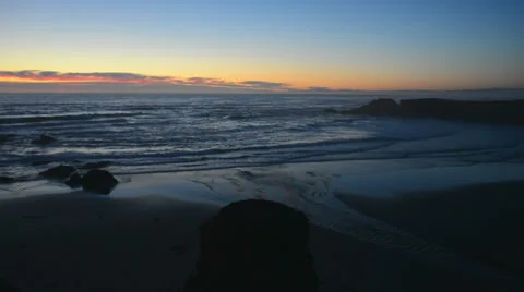 Waves at the beach at sunset, no people, time lapse Stock Footage 25393433