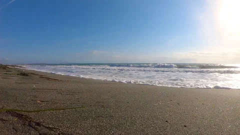 Waves on the beach super slow motion Stock Footage 96570870