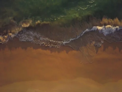 Waves on the beach, top view Stock Footage 77342876