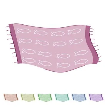 Waves beach towel vector cartoon graphic Stock Illustration