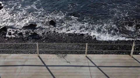 Waves on the beach in the waterfront of Genoa Stock Footage 101915128