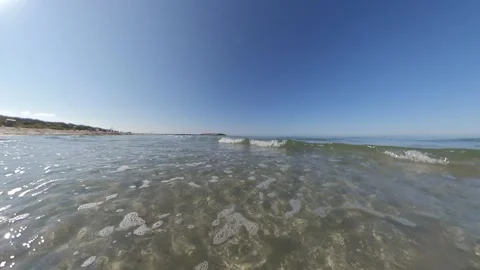 Waves on the beach - wave lines on the Baltic Sea beach at water level Stock Footage 160074452