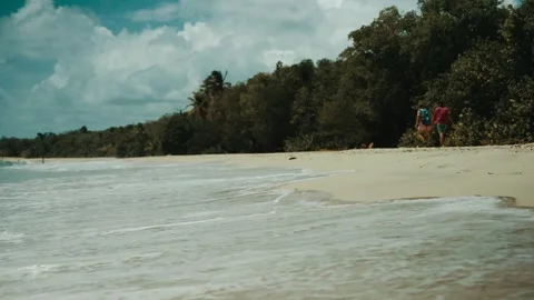 Waves on the beach of white sand close-up Stock Footage 251577304