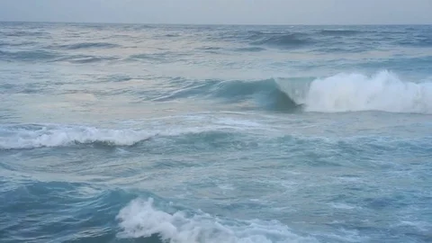 Waves on the beach in windy weather Stock Footage 82187123