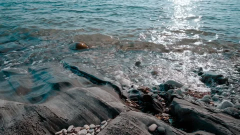 Waves beat against the rocks Stock Footage 94901959