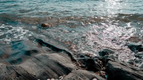 Waves beat against the rocks Stock Footage 94929740