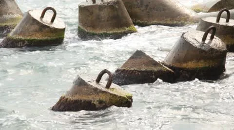 Waves beat against the shore Stock Footage 10564280