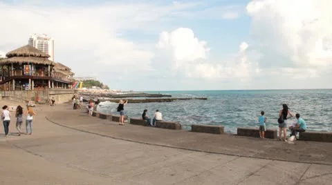 Waves beat against the shore Stock Footage 10569070