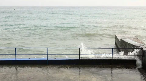 Waves beat against the shore, Full HD Stock Footage 35009482