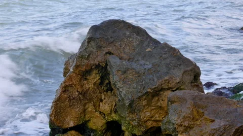 The Waves Beating Against the Rocks on the Coast Stock Footage 66783202
