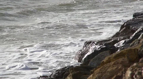 Waves Beating Against The Rocks Slow Motion Stock Footage 49725869