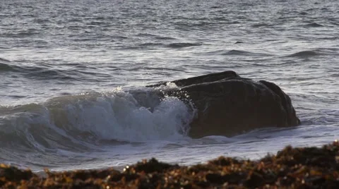 Waves Beating Against The Rocks Slow Motion Stock Footage 49742313