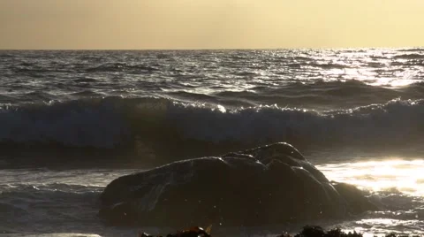 Waves Beating Against The Rocks Slow Motion Stock Footage 49752132