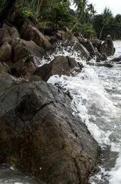 Waves Beating The Rocks Stock Photos
